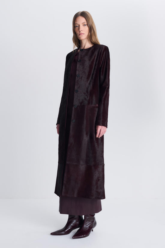 Bowie Collarless Calf Hair Coat