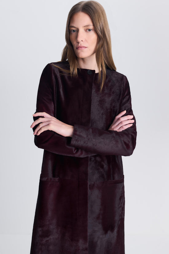 Bowie Collarless Calf Hair Coat