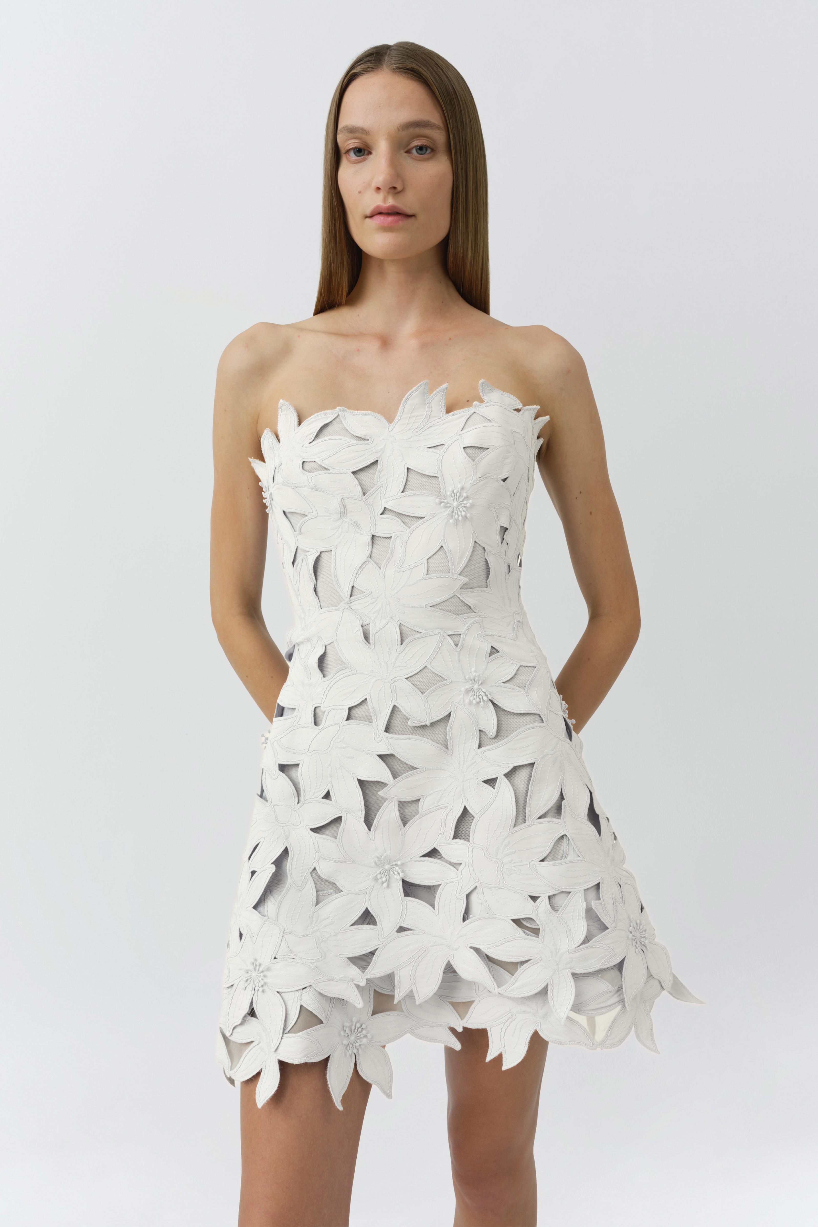 bustier mini dress Kadi White Cotton Poplin Drop Waist Corset S / 4-6 MATERIAL POLYESTER/SPANDEX Alexia Satin Lace Bustier Mini