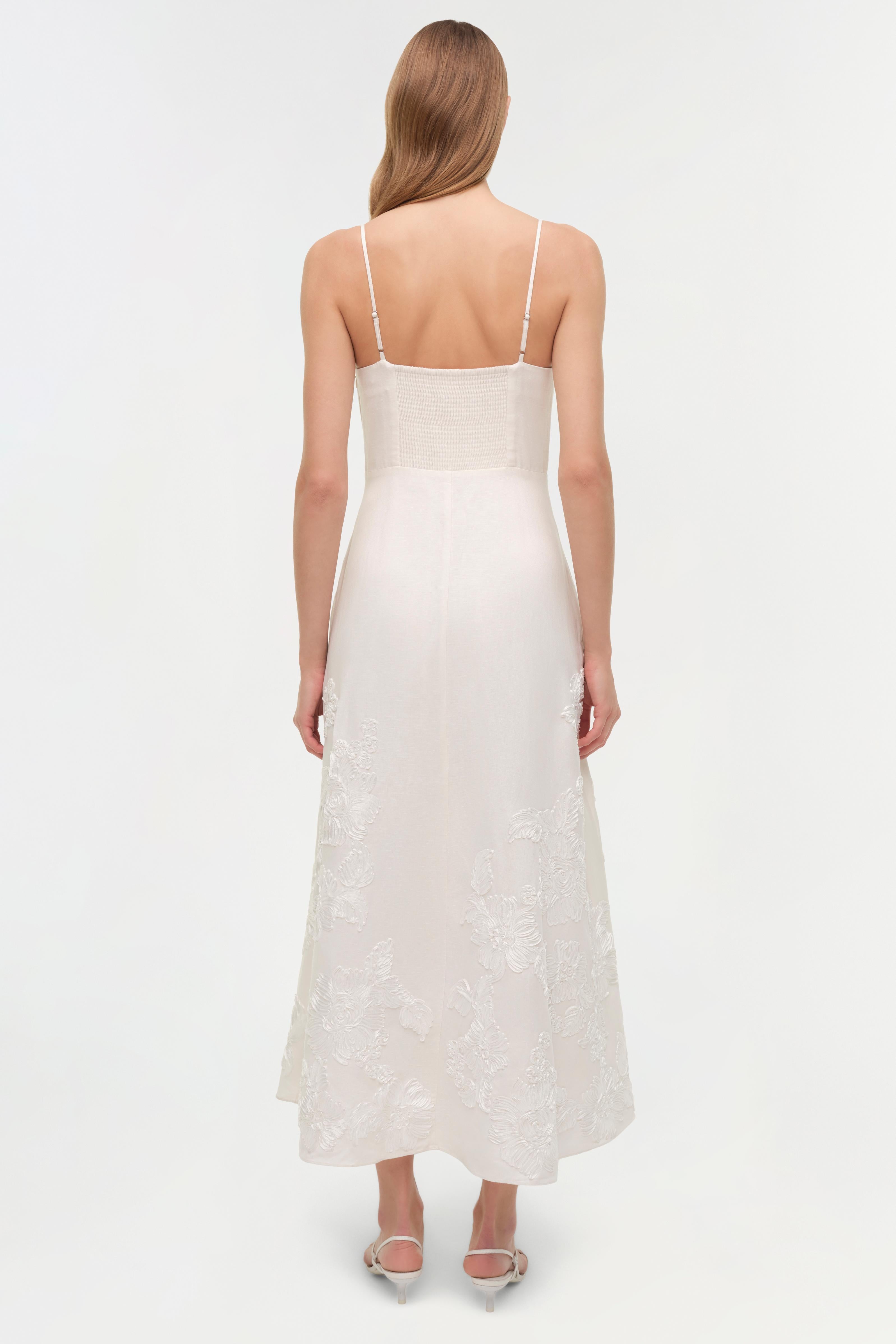 Simkhai Linen-Blend Embroidered Annabella Midi Dress - Ivory - S Simkhai Linen-Blend Embroidered Annabella Midi Dress - Ivory - S