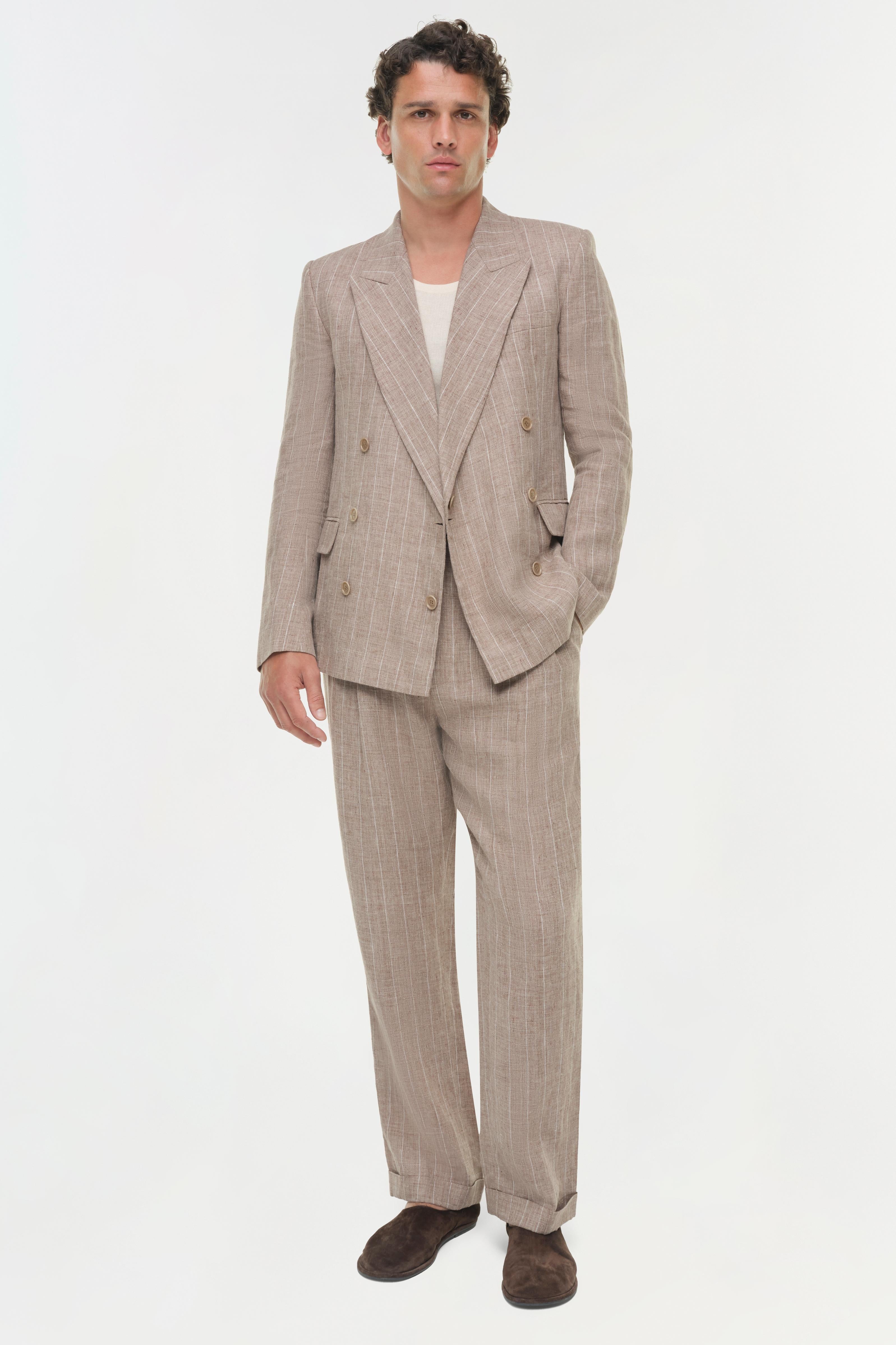 men's dress pants pleated Black Front Two quarter SIMKHAI Men's Jacob Pleated Pants