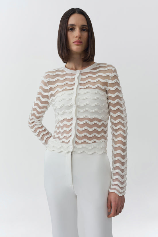 Maxime Wavy Knit Cardigan
