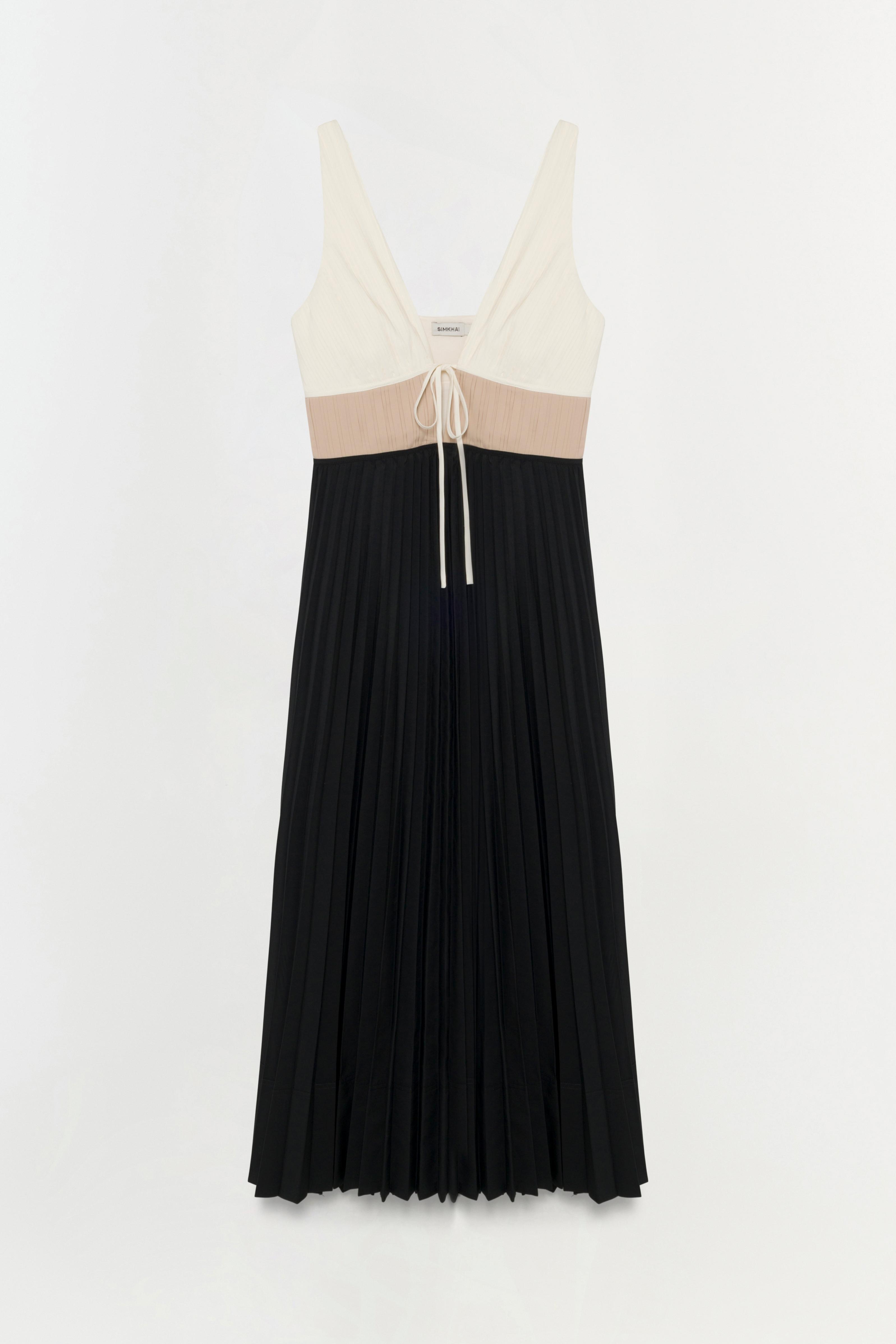 Stephanie Pleated Poplin Midi Dress SIMKHAI Stephanie Pleated Poplin Midi Dress SIMKHAI