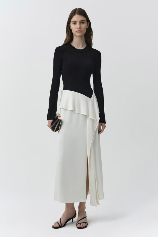 Ornella Knit Satin Midi Dress