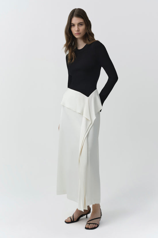 Ornella Knit Satin Midi Dress