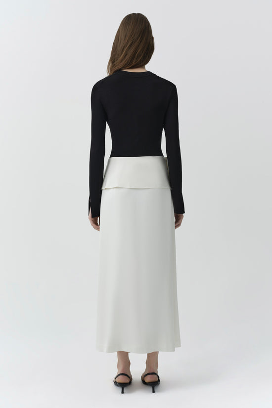 Ornella Knit Satin Midi Dress