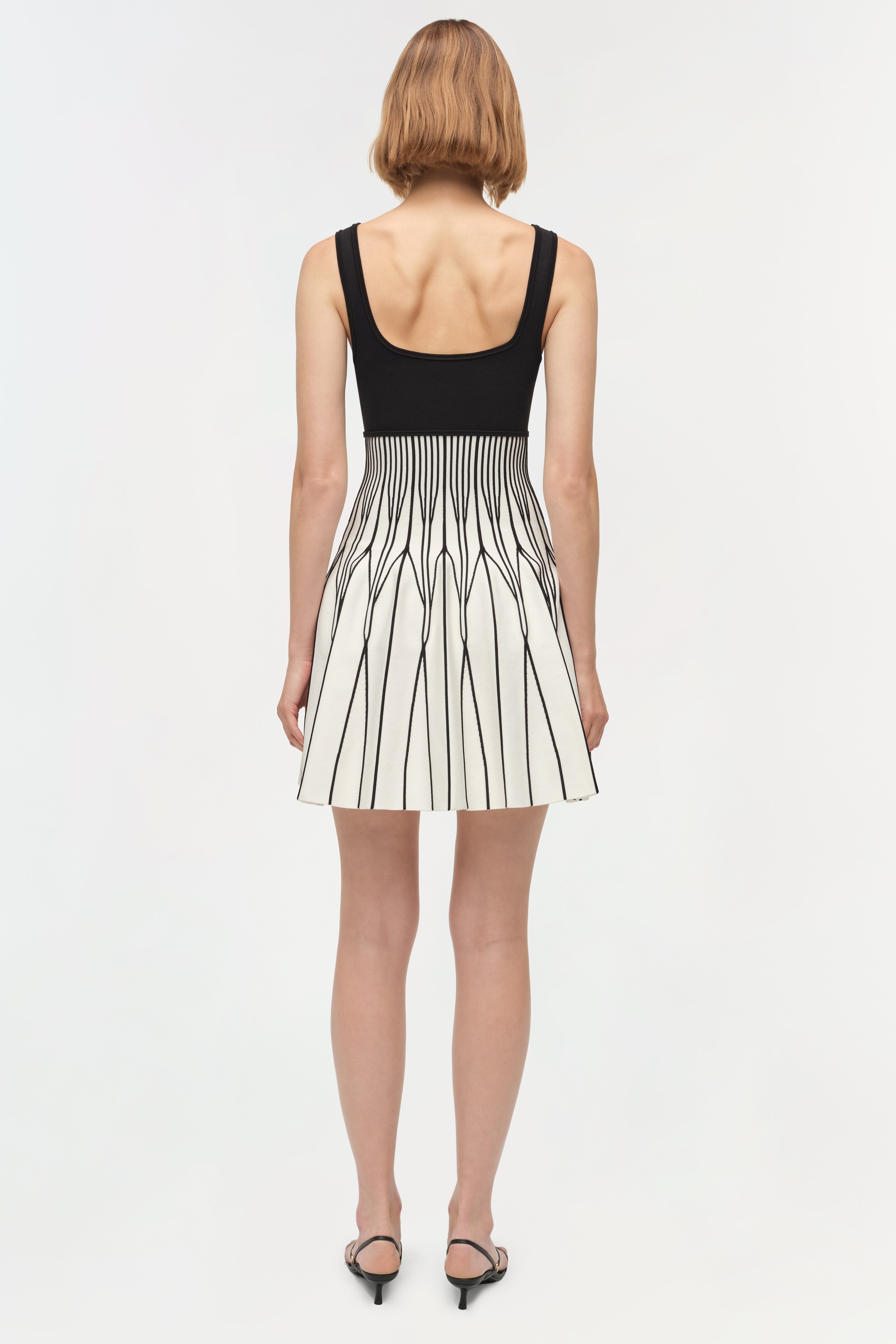 knitted black and white dress Zebra Sweater Knit Midi Tube Dress-White/Black S