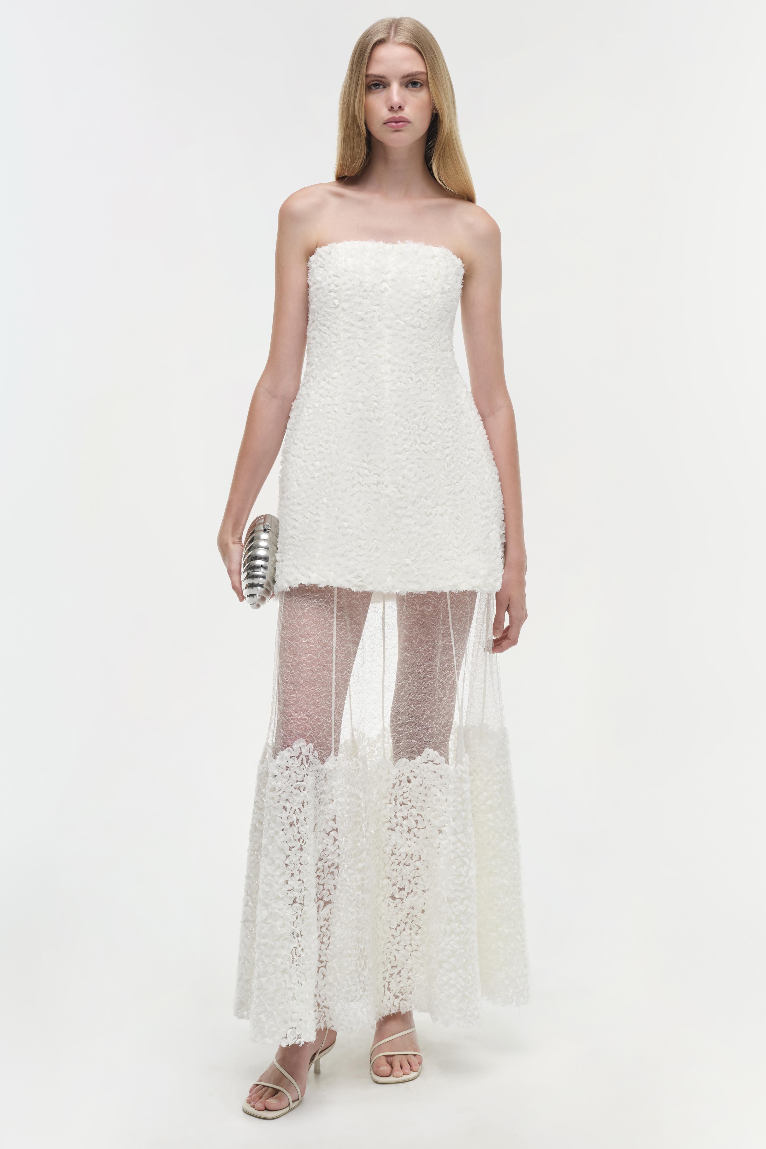 jonathan simkhai white dress Simkhai Women's Marella Floral Lace Gown - Ivory