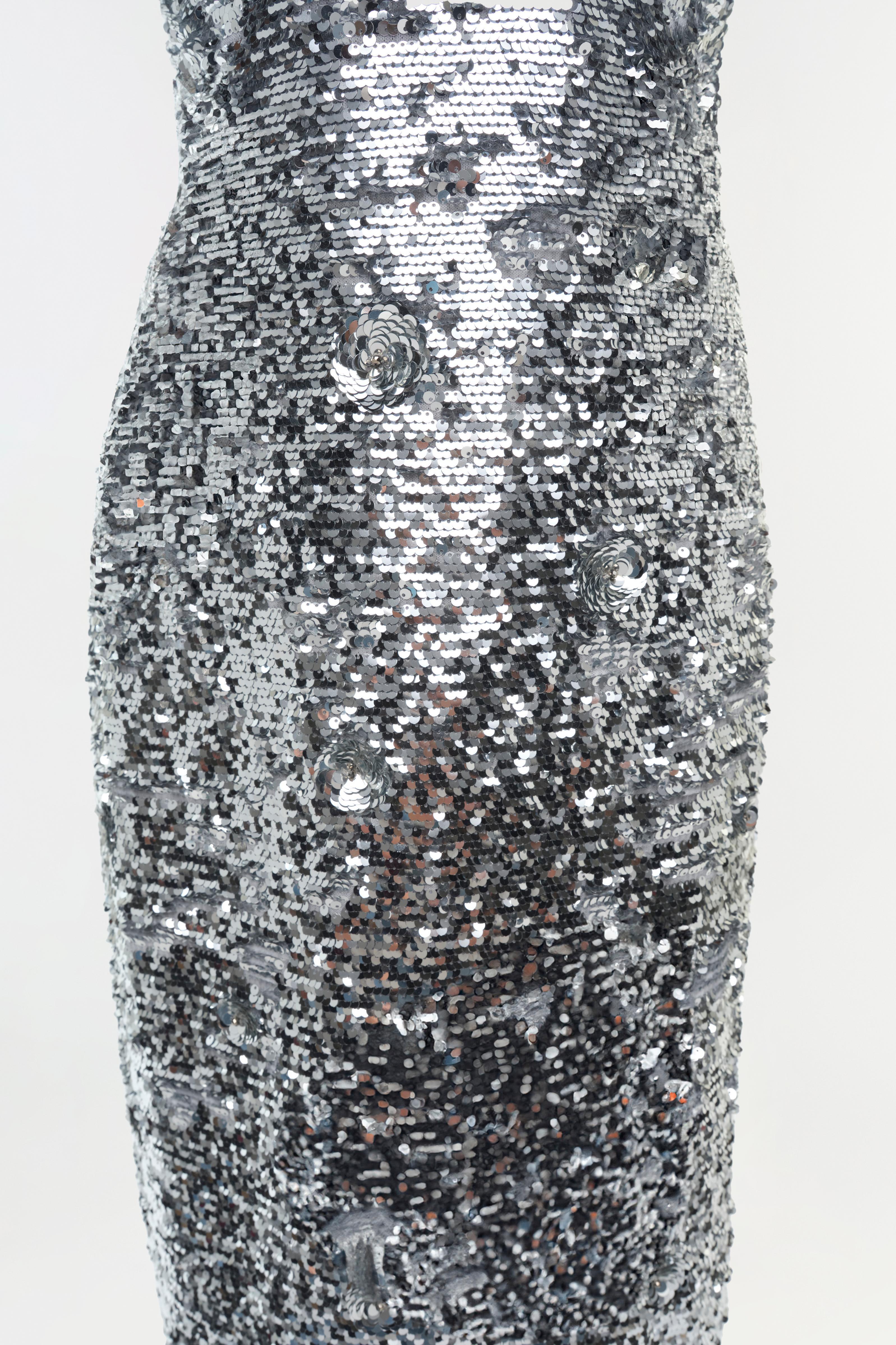 SIMKHAI Women's Bex Embellished Maxi Dress in Silver, Sequin, Size 4 SIMKHAI Women's Bex Embellished Maxi Dress in Silver, Sequin, Size 4