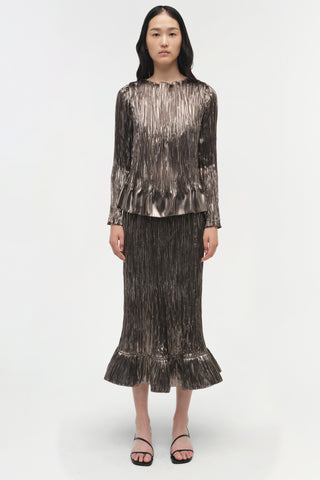 Chale Metallic Plisse Top