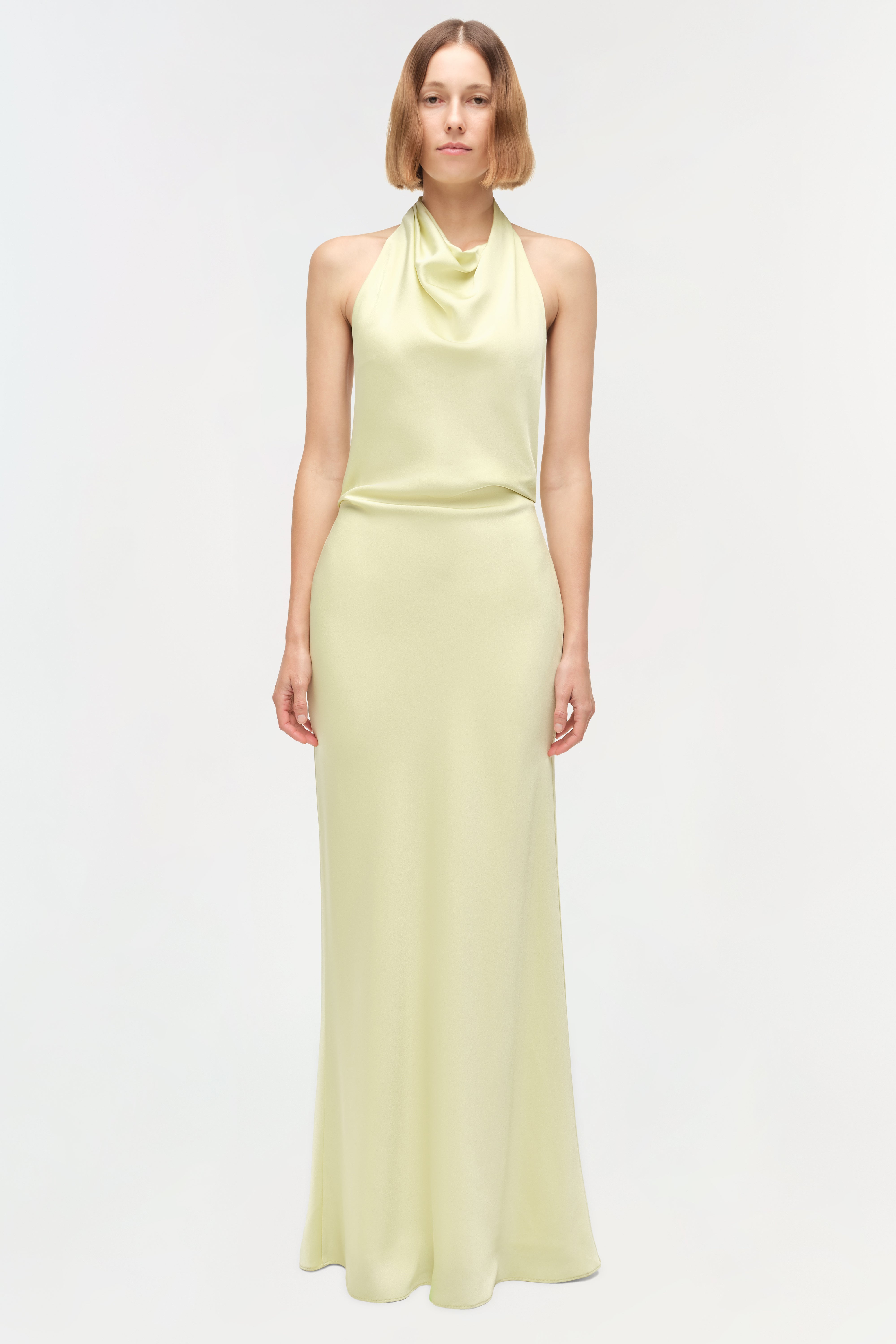 SIMKHAI Women's Reannon Draped Satin Gown in Celadon, Size 8 SIMKHAI Women's Reannon Draped Satin Gown in Celadon, Size 8