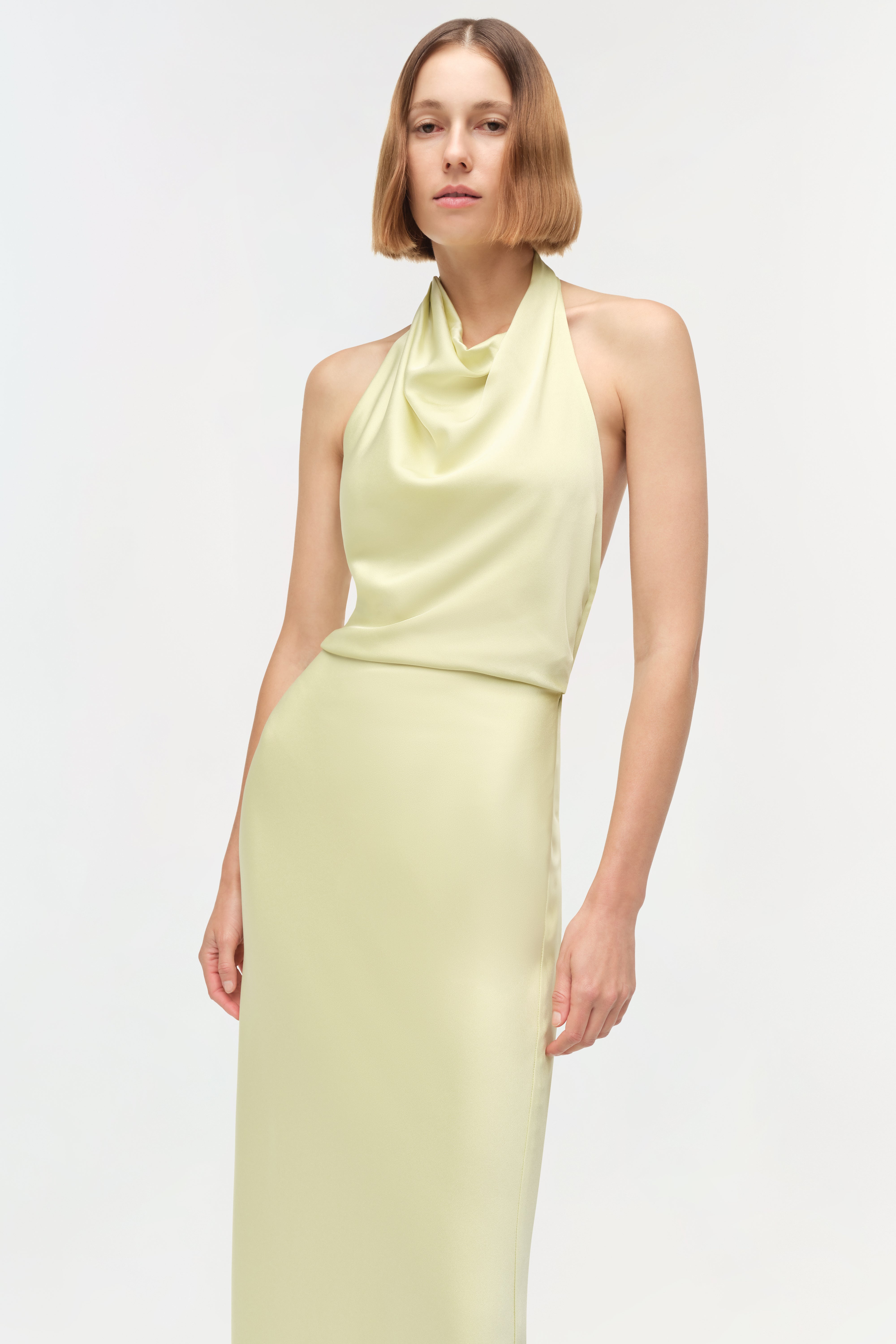 SIMKHAI Women's Reannon Draped Satin Gown in Celadon, Size 8 SIMKHAI Women's Reannon Draped Satin Gown in Celadon, Size 8