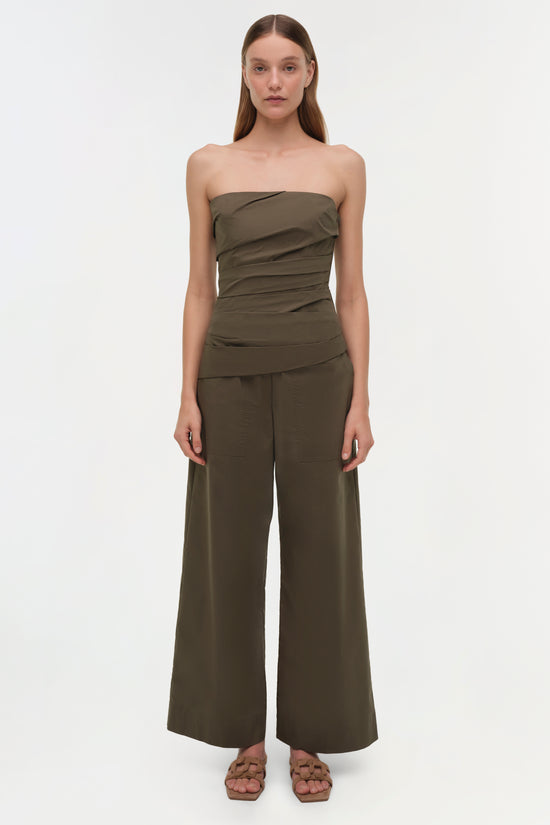 Emerson Ruched Cotton Bustier Top