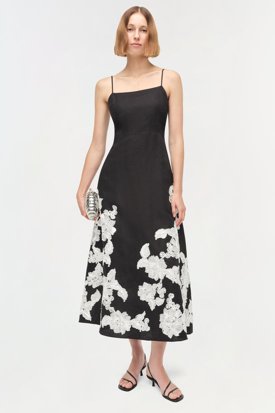 Annabella Soutache Linen Midi Dress