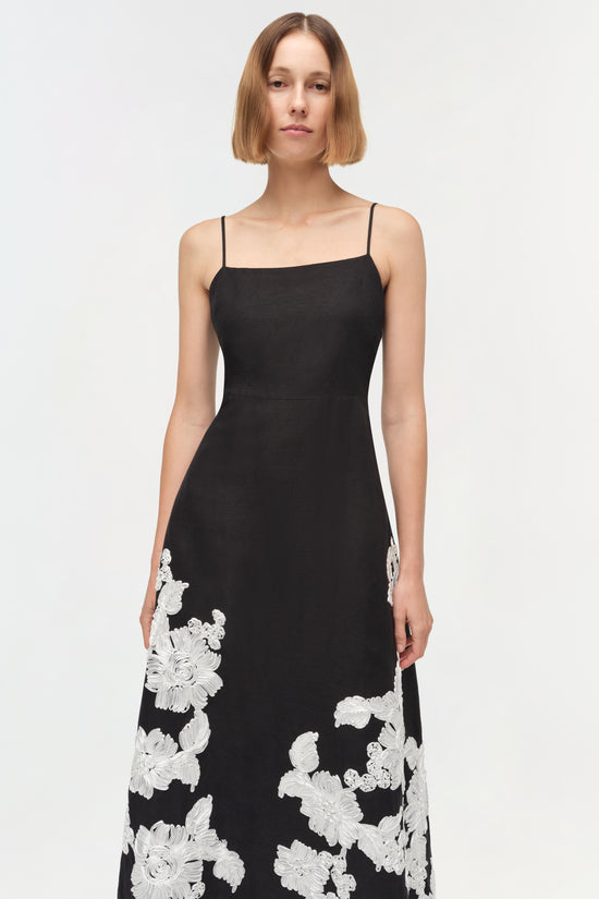 Annabella Soutache Linen Midi Dress