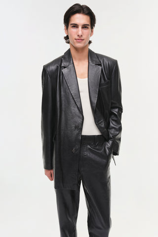 Laurent Leather Tuxedo Jacket
