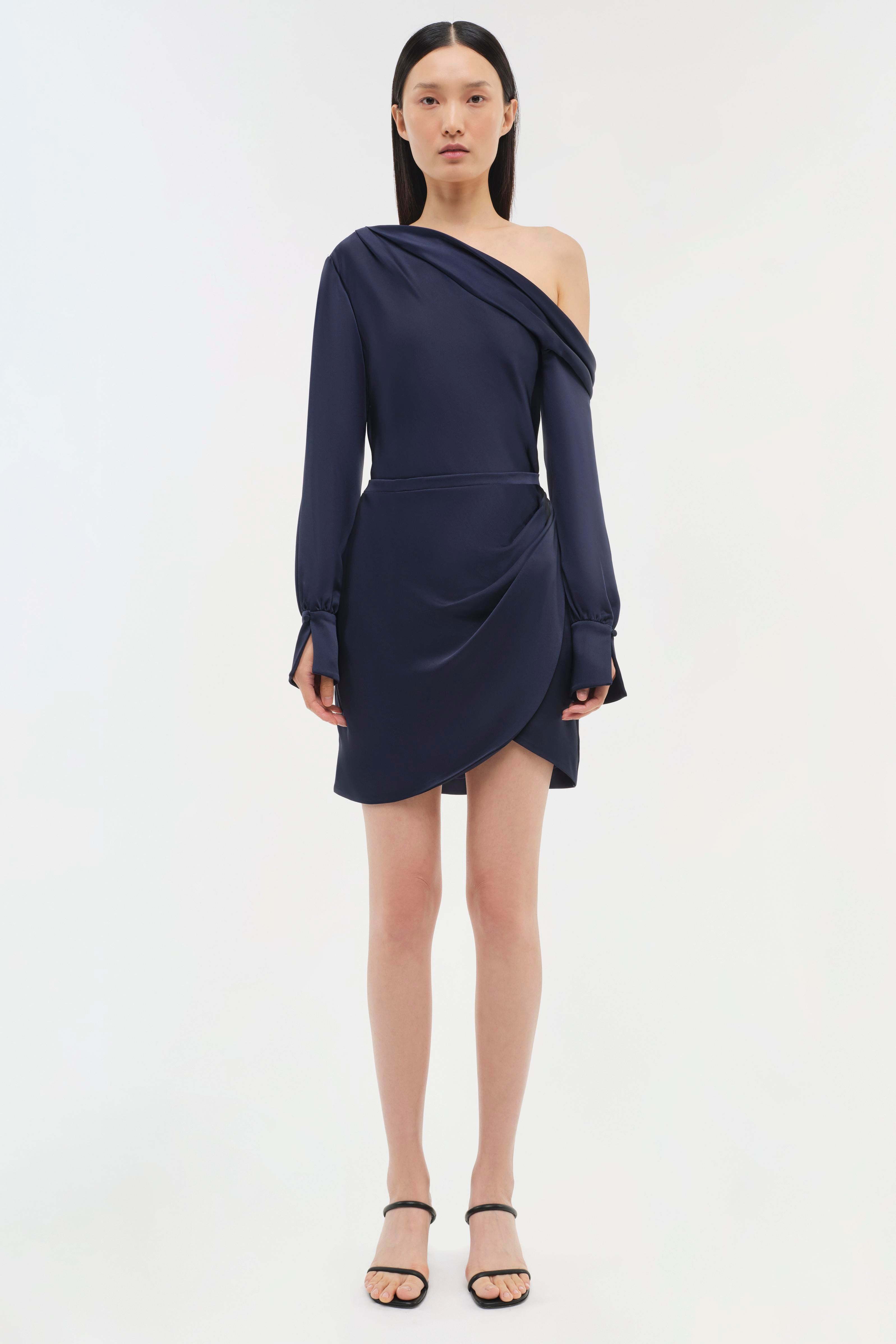 Simkhai Women's Cameron One Shoulder Mini Dress - Blue - Size 0 - Midnight Simkhai Women's Cameron One Shoulder Mini Dress - Blue - Size 0 - Midnight