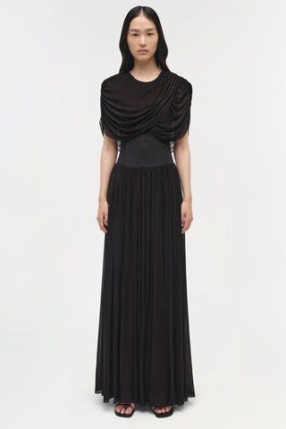 Nancie Draped Jersey Cape Midi Dress