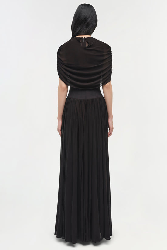 Nancie Draped Jersey Cape Midi Dress