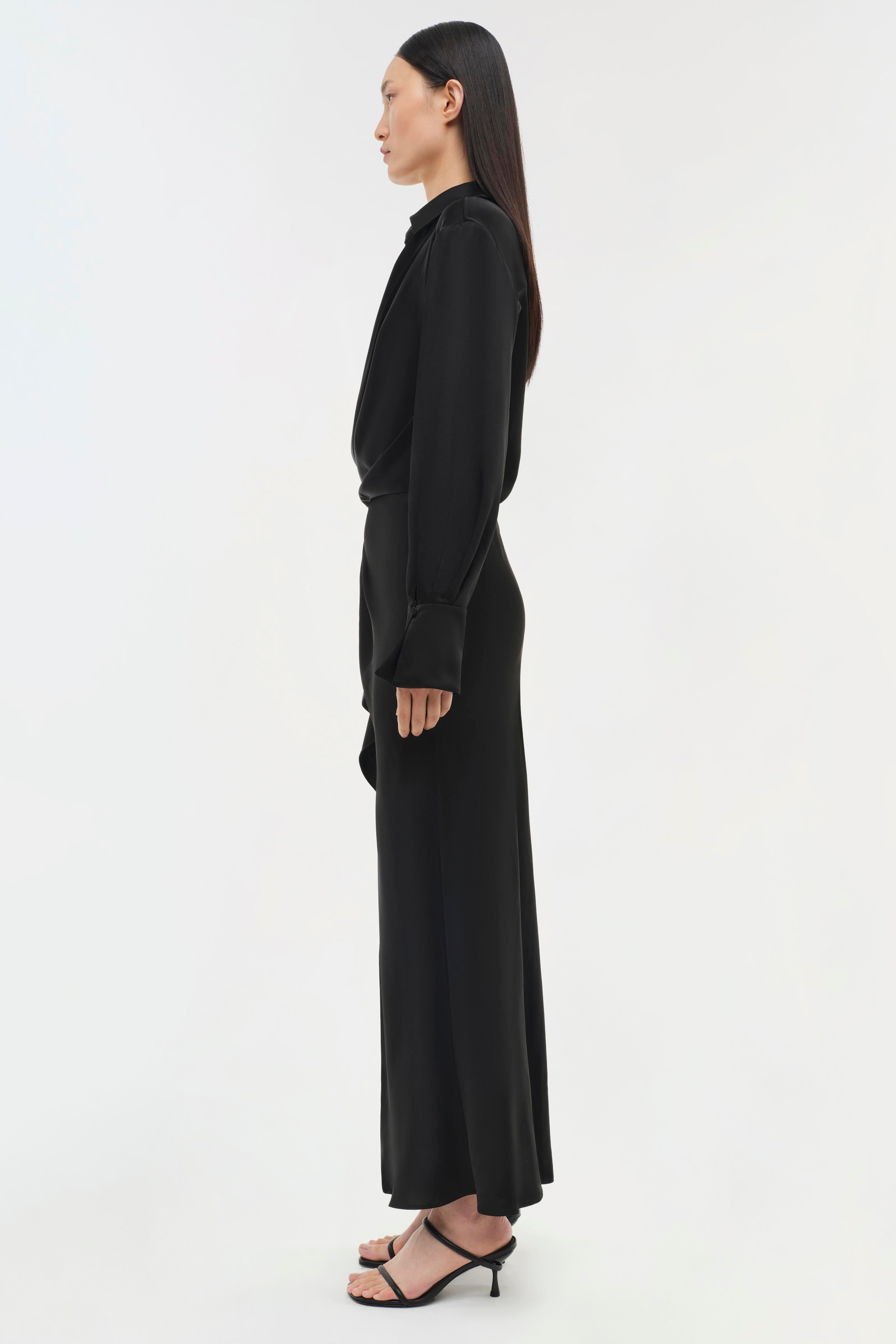 Signature Talita Long Sleeve Midi Dress - Black | SIMKHAI Signature Talita Long Sleeve Midi Dress - Black | SIMKHAI
