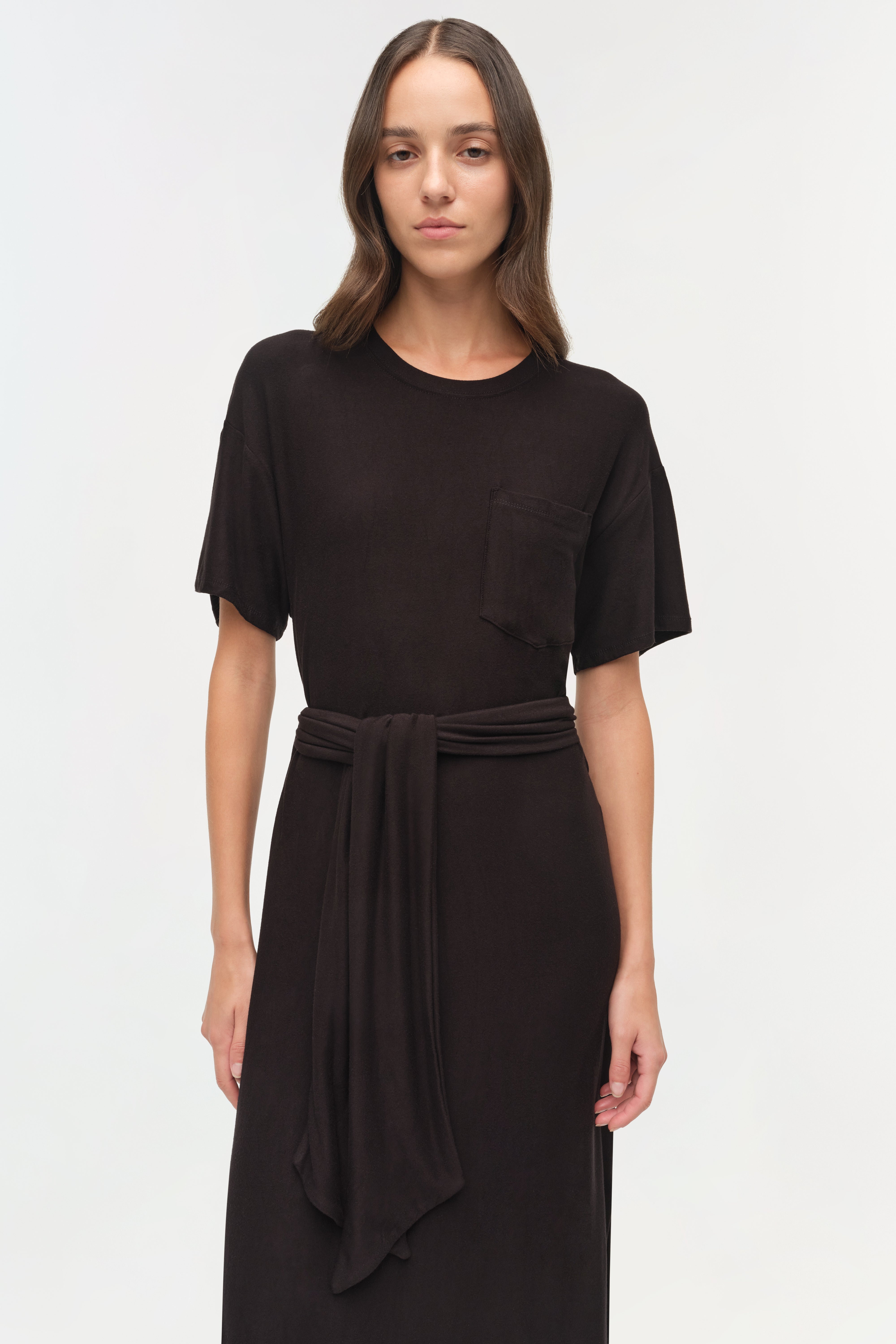 jersey t shirt dress SIMKHAI Kassie T-Shirt Dress with Tie | Black | Size M