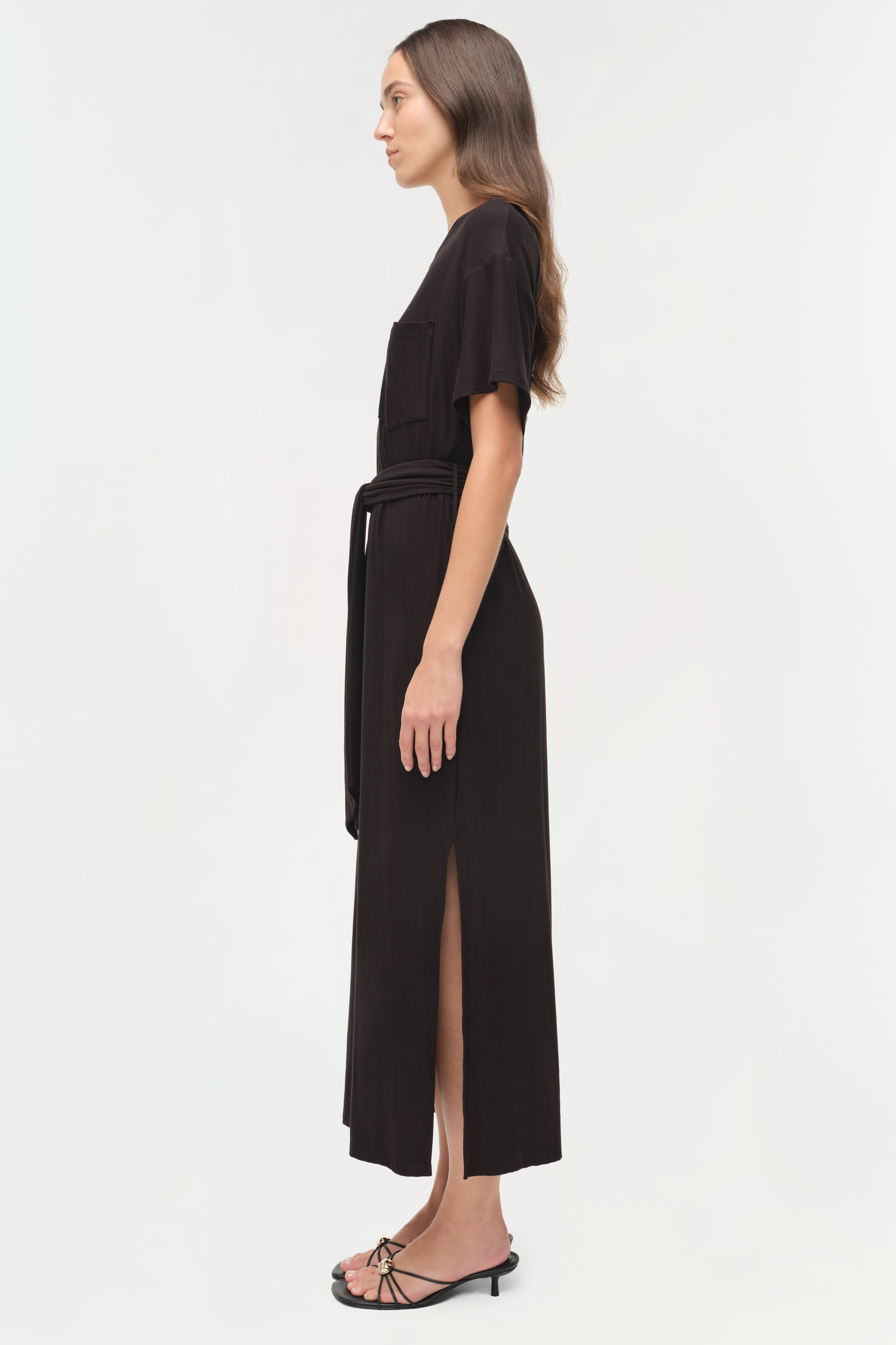 jersey t shirt dress SIMKHAI Kassie T-Shirt Dress with Tie | Black | Size M