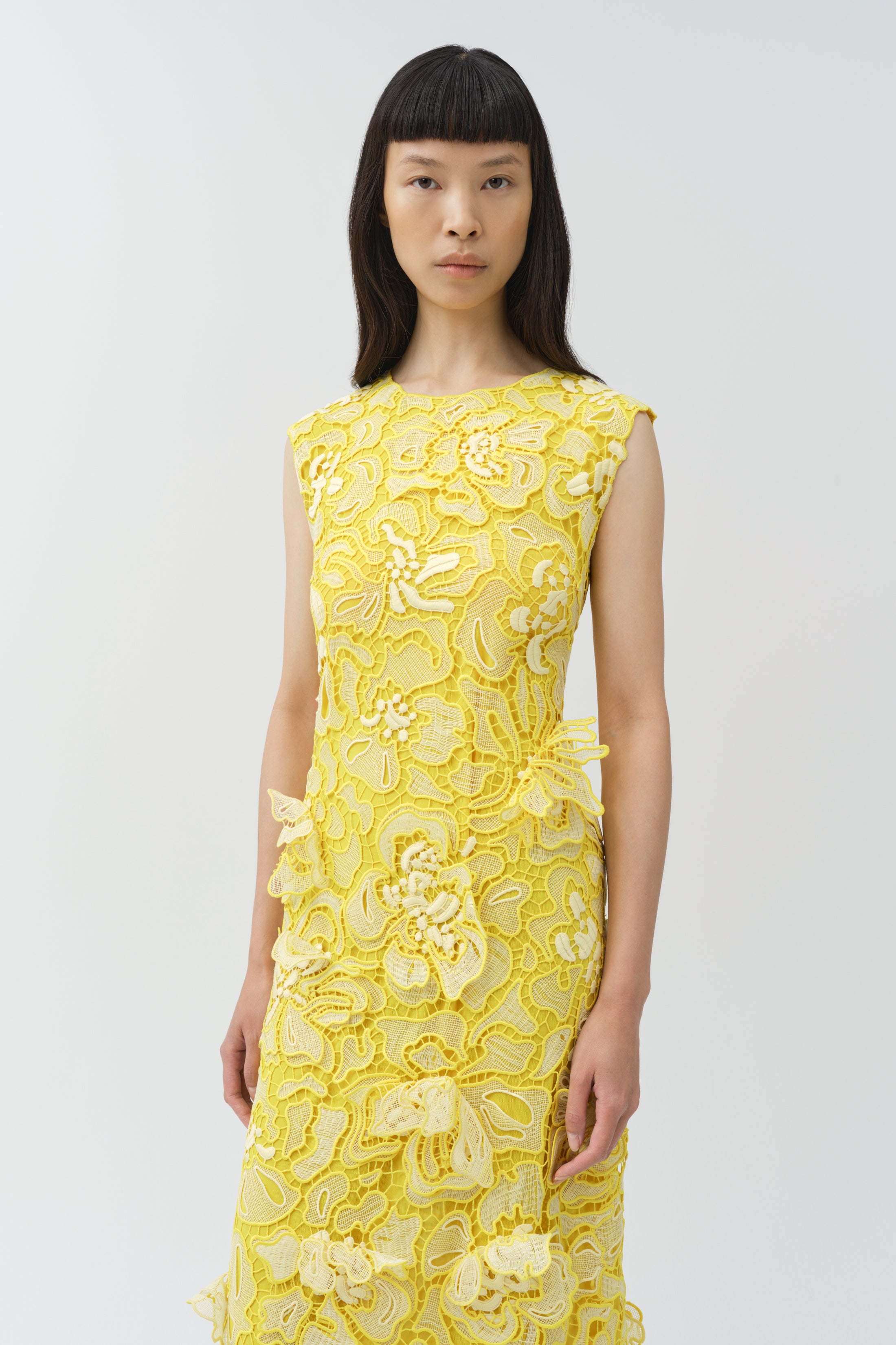SIMKHAI Dahlia Floral-Lace Midi Dress - Ivory SIMKHAI Dahlia Floral-Lace Midi Dress - Ivory
