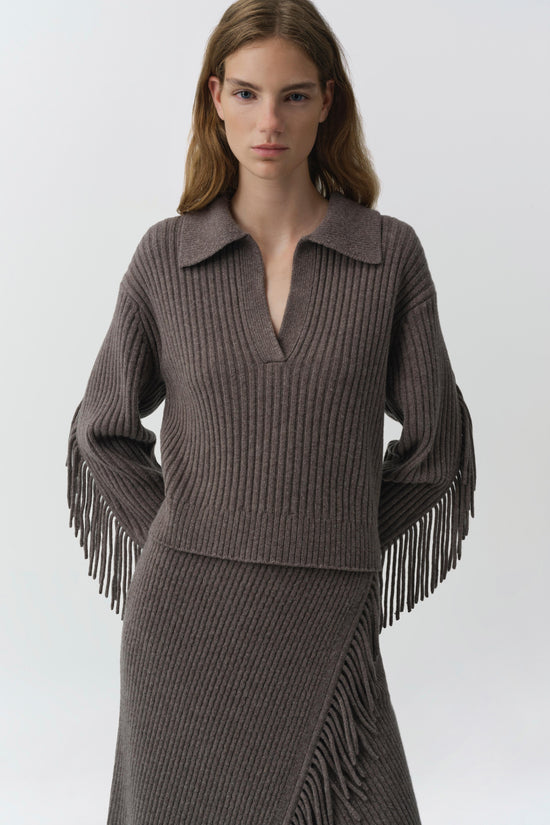 Natalia Collared Fringe Sweater