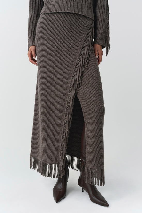 Casey Knit Fringe Midi Skirt