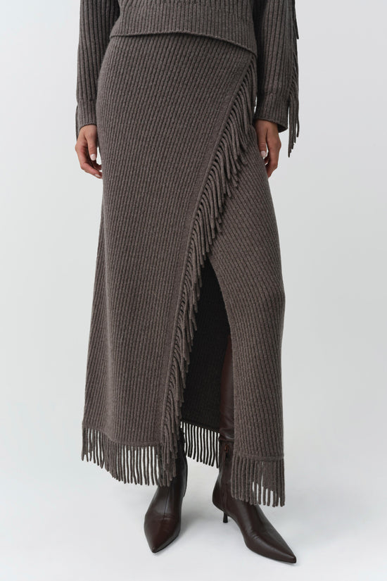 Casey Knit Fringe Midi Skirt