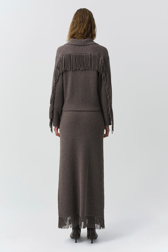 Casey Knit Fringe Midi Skirt