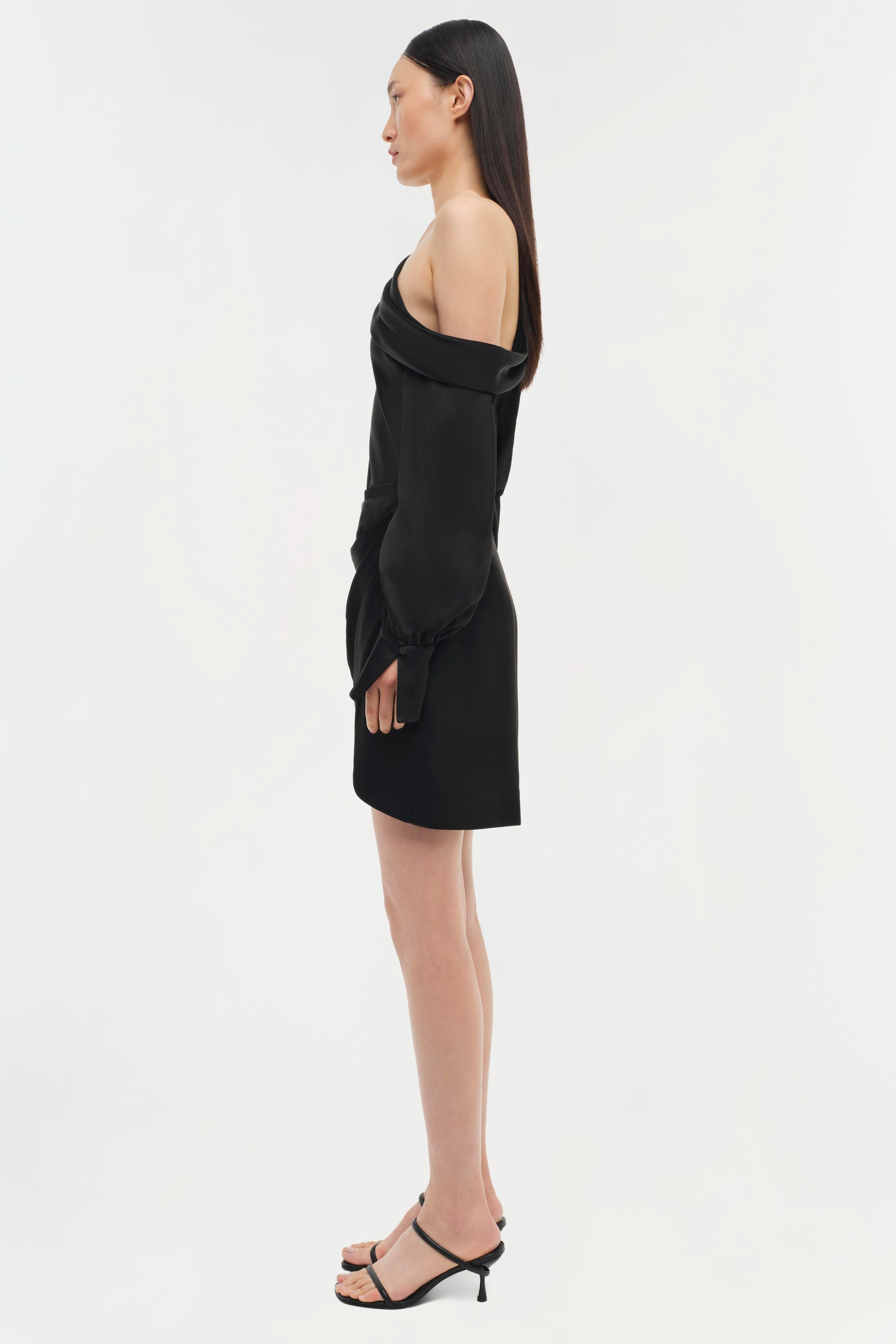 Signature Cameron Cold Shoulder Mini Dress - Black | SIMKHAI Signature Cameron Cold Shoulder Mini Dress - Black | SIMKHAI