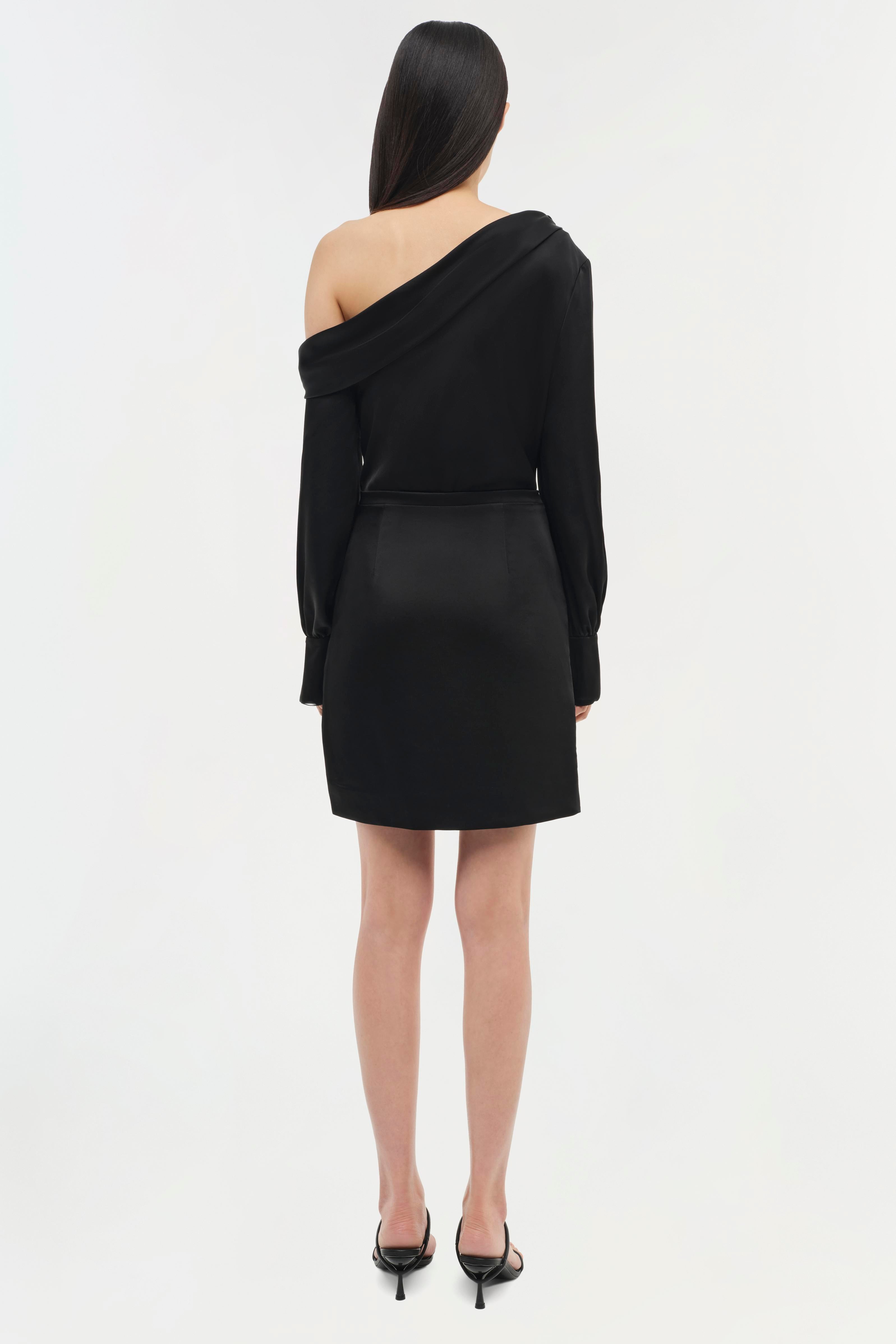Signature Cameron Cold Shoulder Mini Dress - Black | SIMKHAI Signature Cameron Cold Shoulder Mini Dress - Black | SIMKHAI
