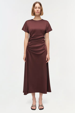 Marabella Draped Satin Midi Dress