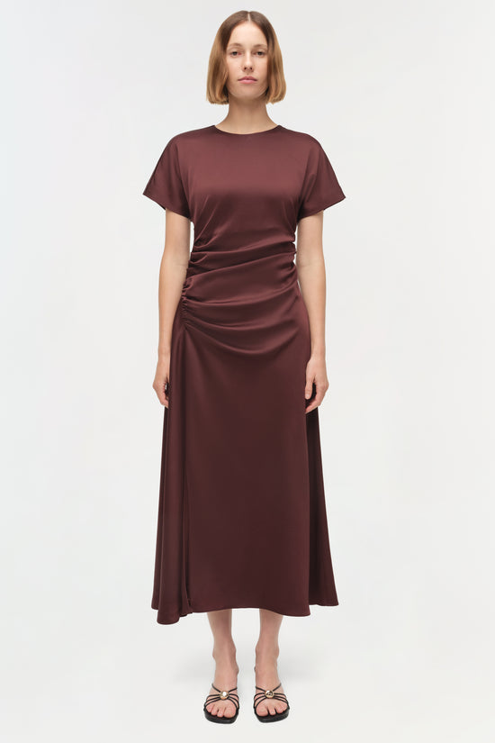Marabella Draped Satin Midi Dress