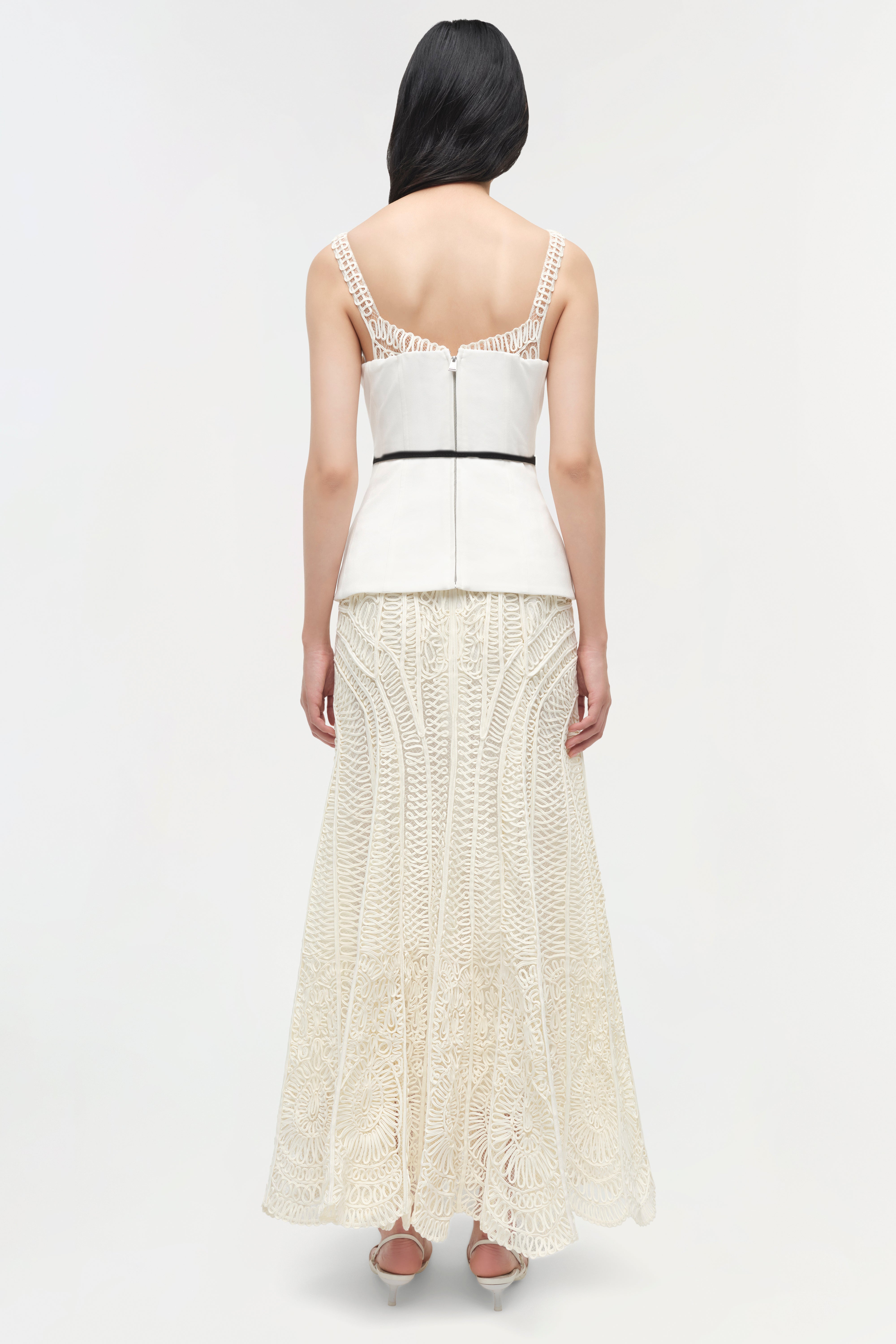 SIMKHAI Women's McKinnon Guipure Midi Dress in Ivory, Lace, Size 2