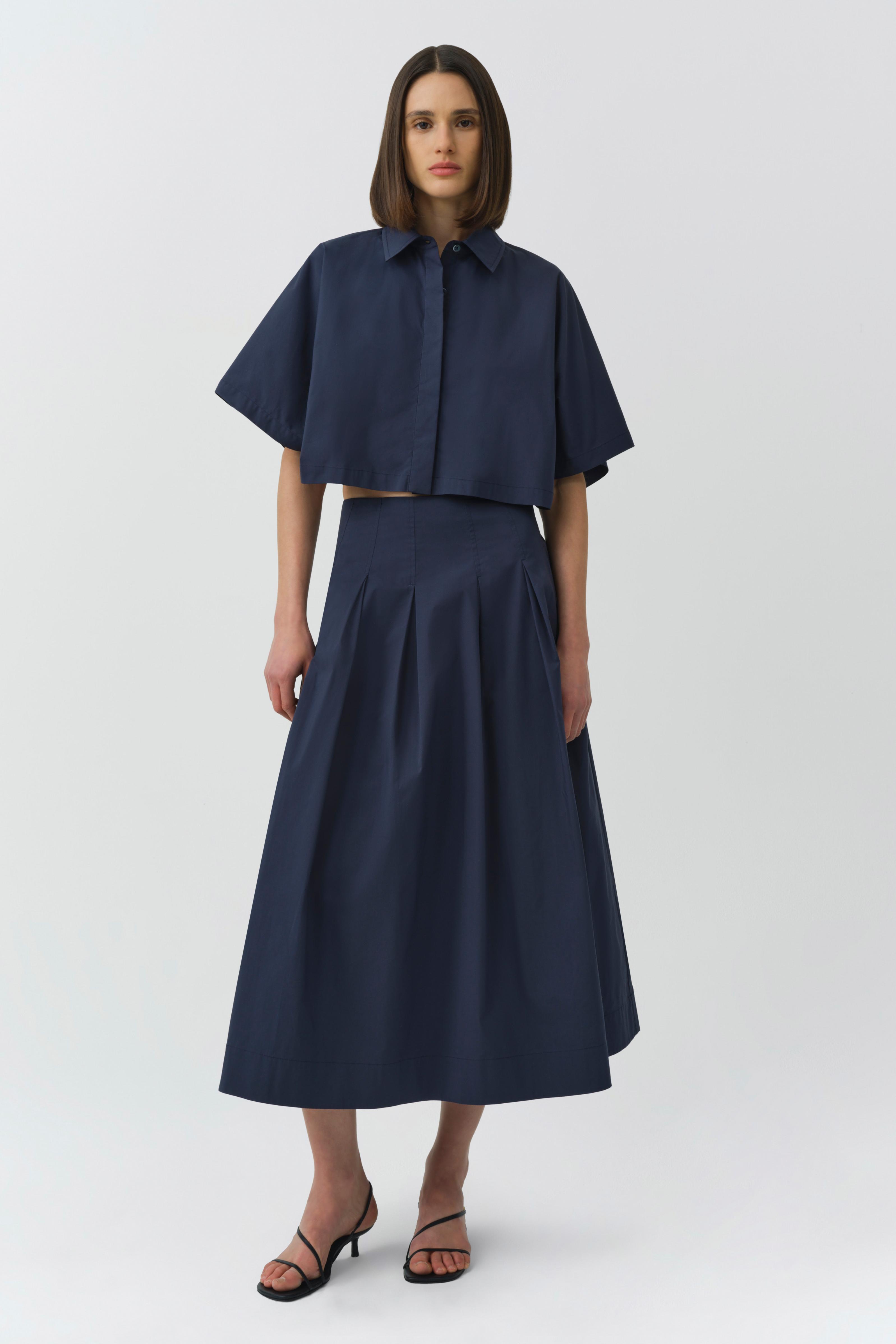 SIMKHAI Women's Blair Cotton Shirt in Midnight, Size XS