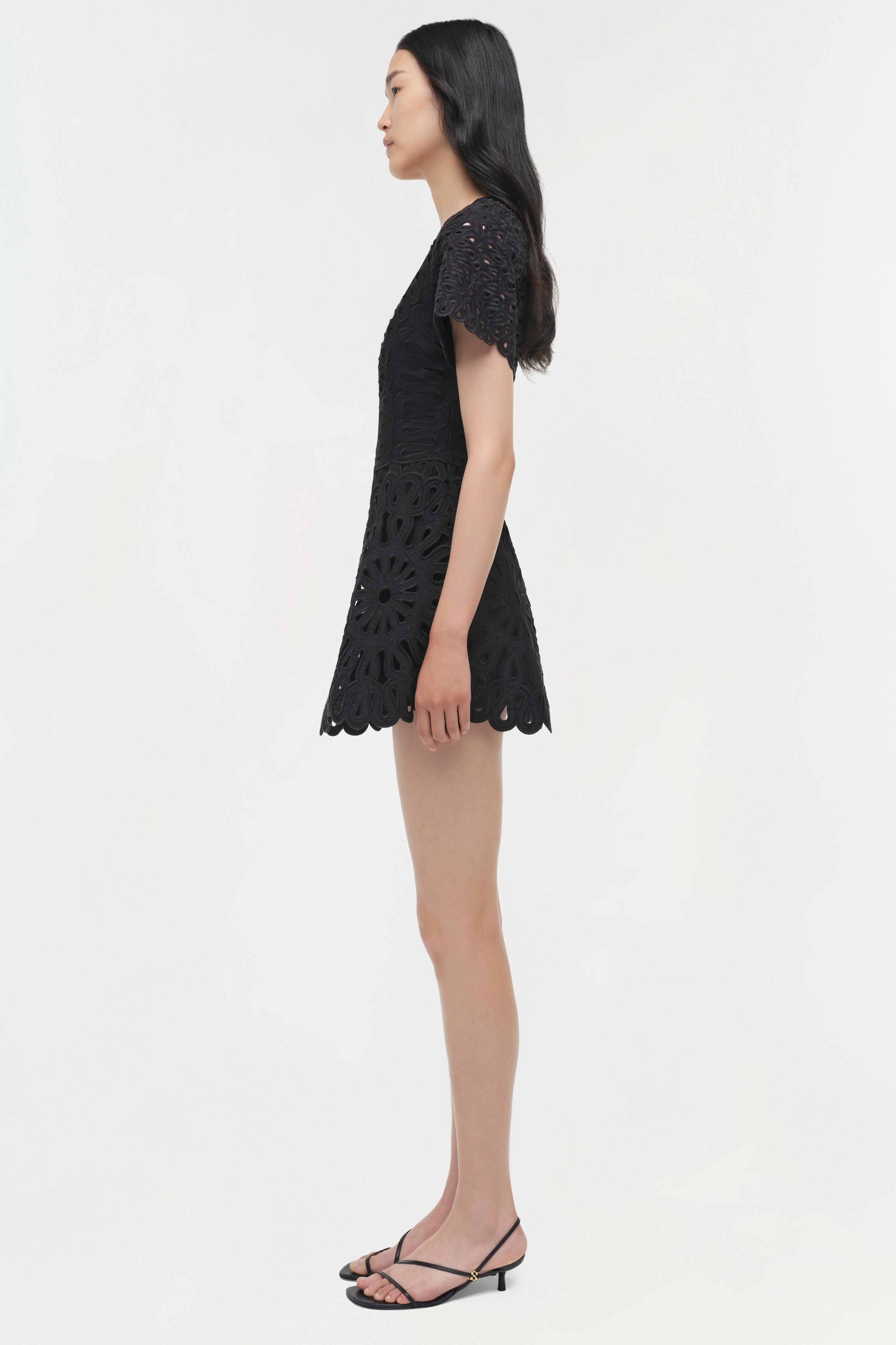 SIMKHAI Women's Emrys Embroidered Mini Dress in Black, Size 12 SIMKHAI Women's Emrys Embroidered Mini Dress in Black, Size 12