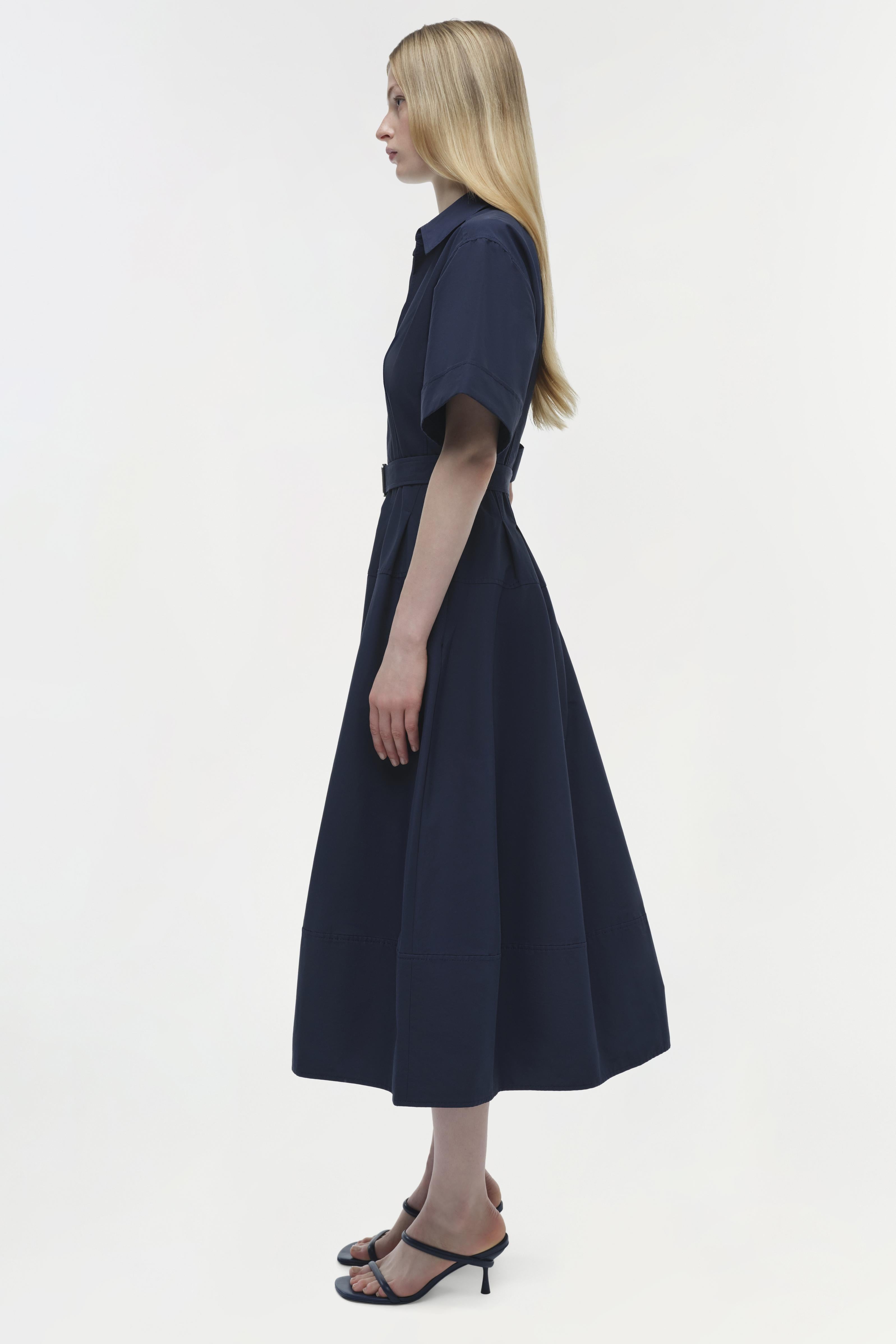 Deanna Belted Midi Dress - Midnight Blue | SIMKHAI Deanna Belted Midi Dress - Midnight Blue | SIMKHAI