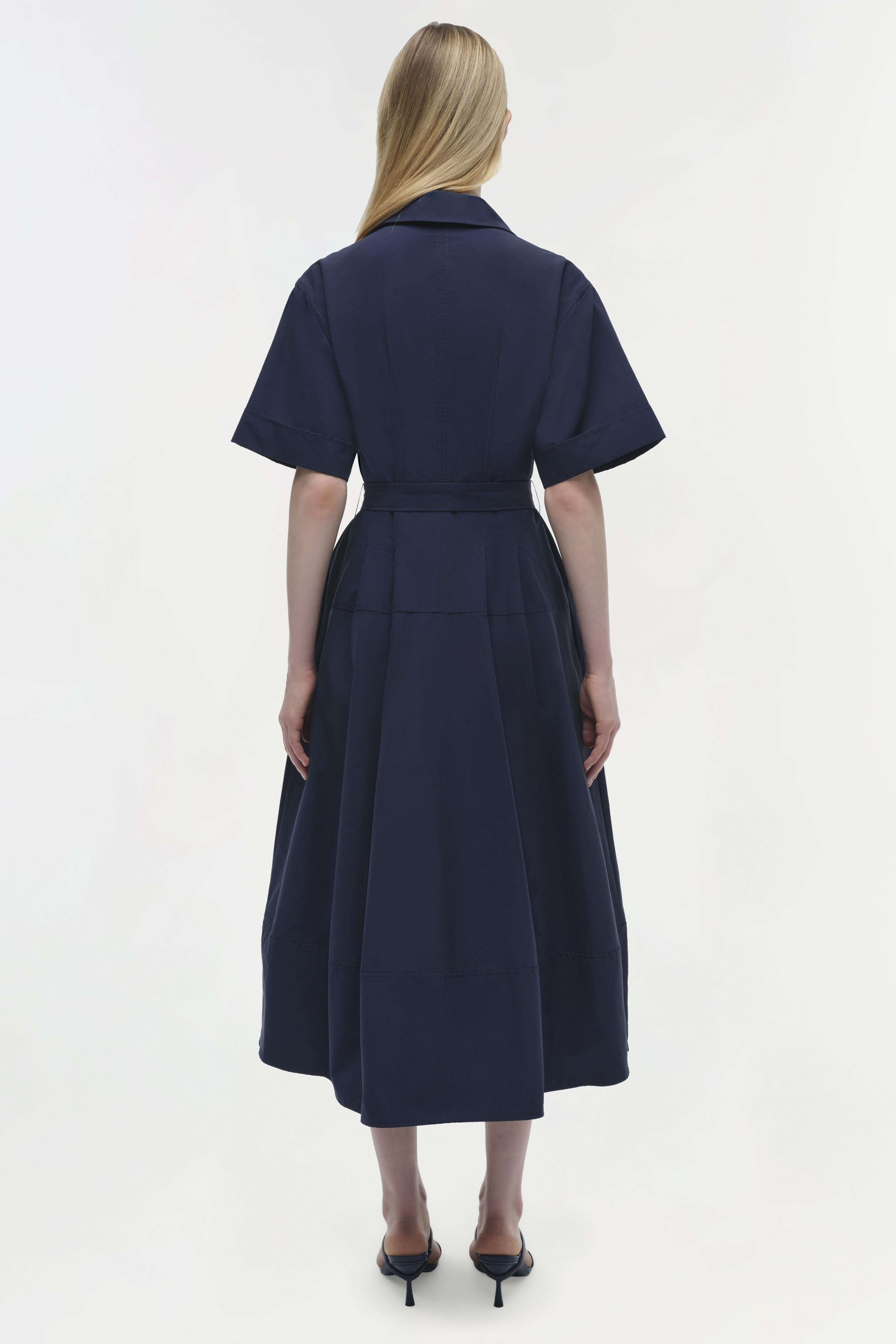 Deanna Belted Midi Dress - Midnight Blue | SIMKHAI Deanna Belted Midi Dress - Midnight Blue | SIMKHAI