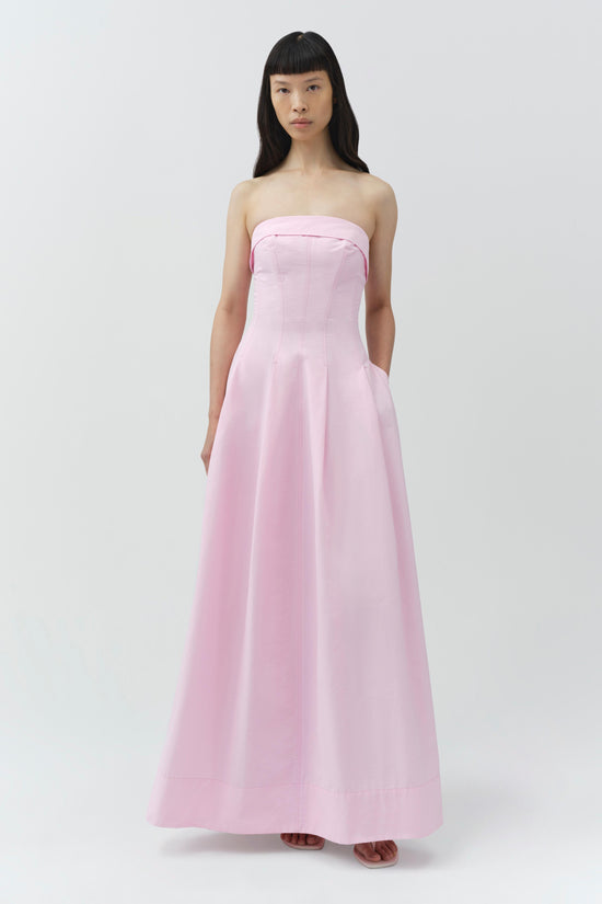 strapless cotton maxi dress Oxford Cotton Mai Tai Strapless Maxi Dress