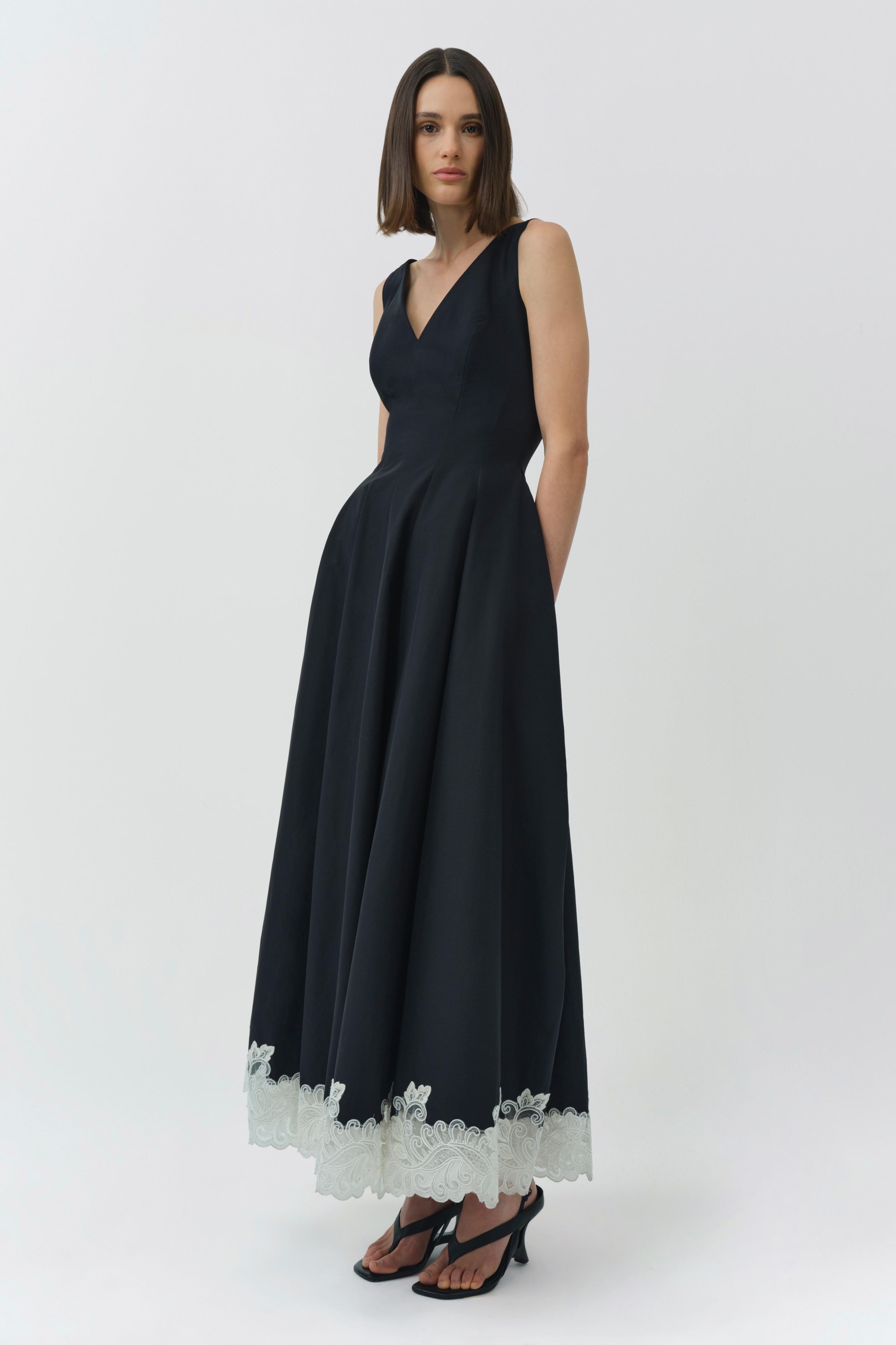 cotton faille dress SIMKHAI Mira Cotton Faille Lace Midi Dress