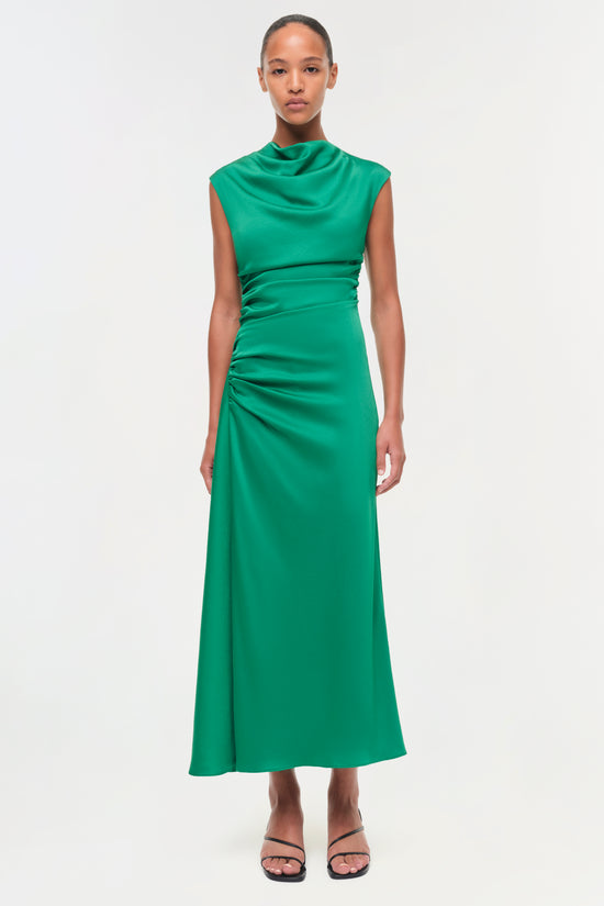 Burke Draped Satin Midi Dress