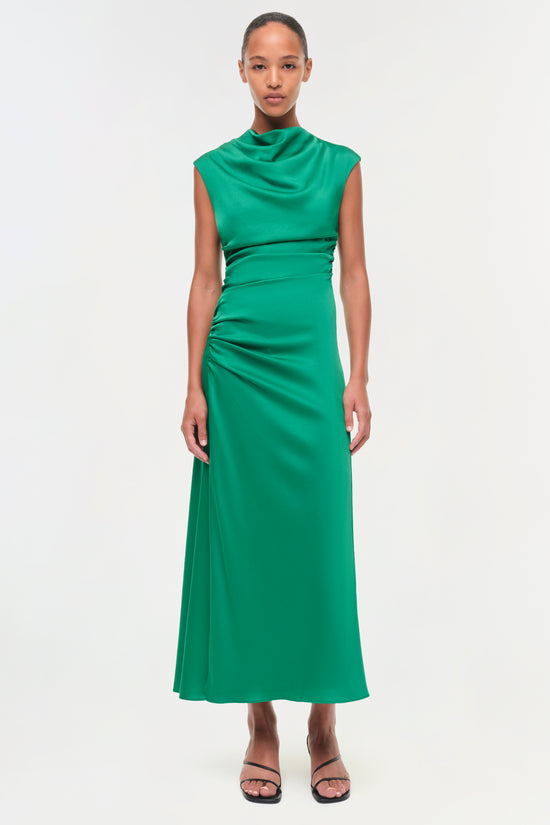Burke Draped Satin Midi Dress