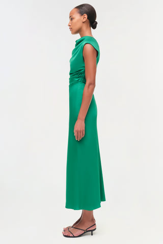 Burke Draped Satin Midi Dress