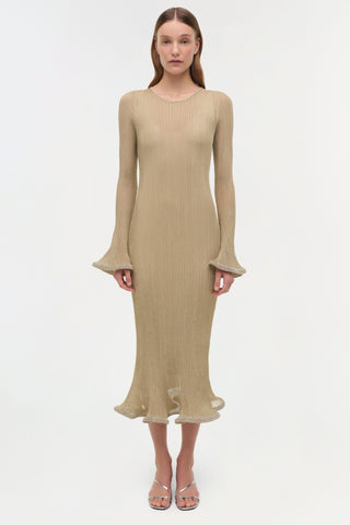 Chessie Metallic Plisse Midi Dress