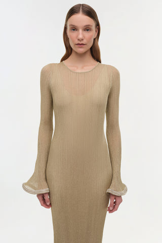 Chessie Metallic Plisse Midi Dress