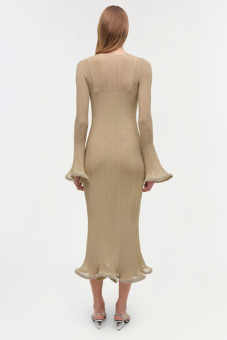 Chessie Metallic Plisse Midi Dress