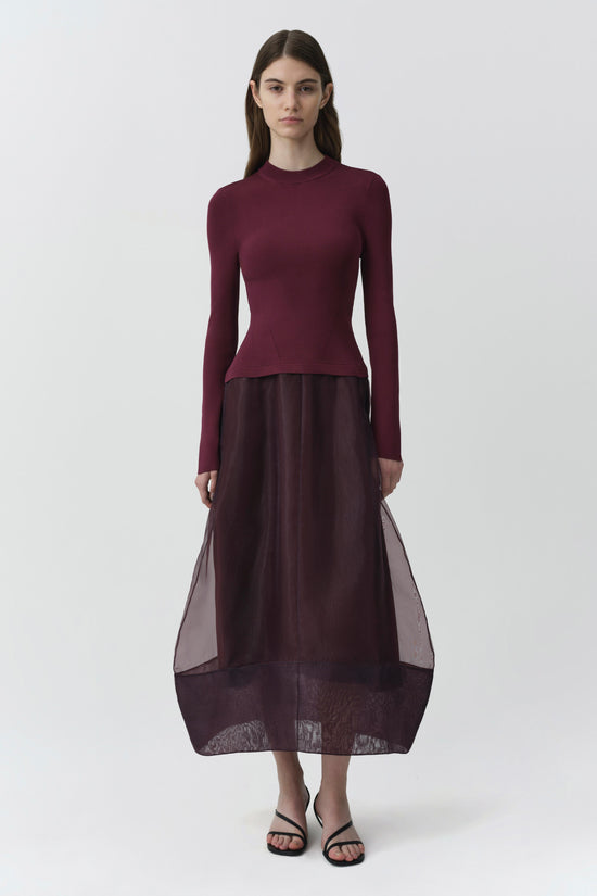 Maril Knit Organza Midi Dress