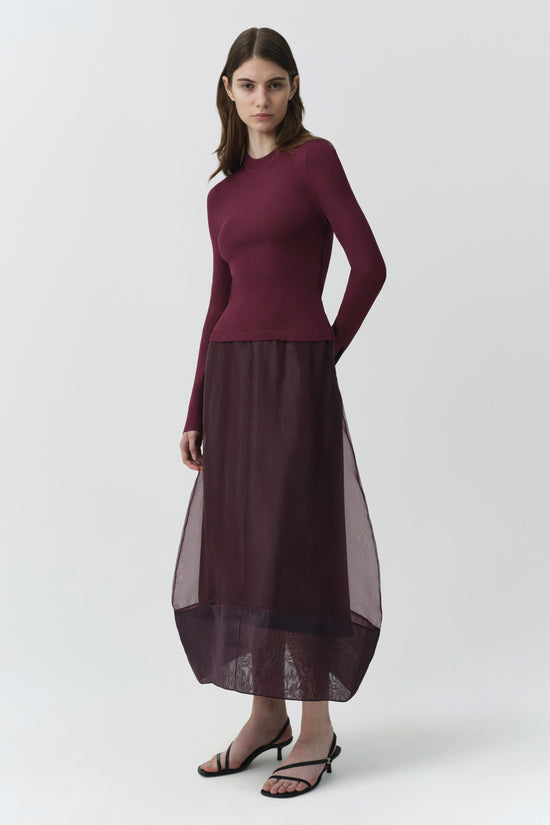 Maril Knit Organza Midi Dress